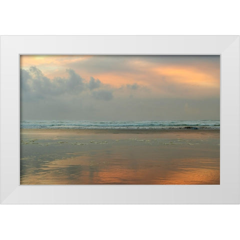 Sunset over the Pacific Ocean at Cannon Beach-Oregon-USA White Modern Wood Framed Art Print by Haney, Chuck