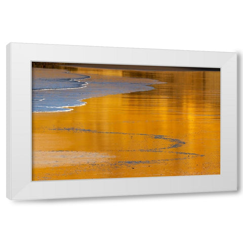 Reflective wet sand at sunrise-Cape Kiwanda in Pacific City-Oregon-USA White Modern Wood Framed Art Print by Haney, Chuck