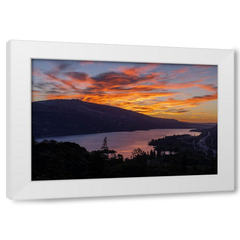 Vivid sunrise clouds over the Columbia River near Rowena-Oregon-USA White Modern Wood Framed Art Print by Haney, Chuck