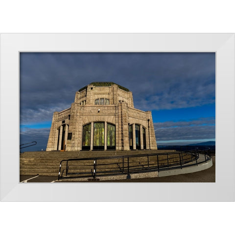 Vista House at Crown Point in Multnomah County-Oregon-USA White Modern Wood Framed Art Print by Haney, Chuck