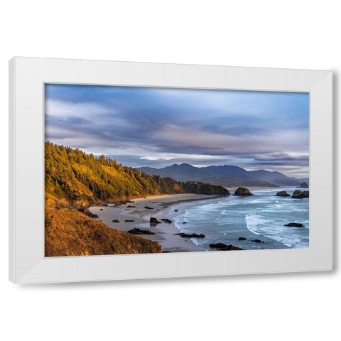 Crescent Beach at Ecola State Park in Cannon Beach-Oregon-USA White Modern Wood Framed Art Print by Haney, Chuck