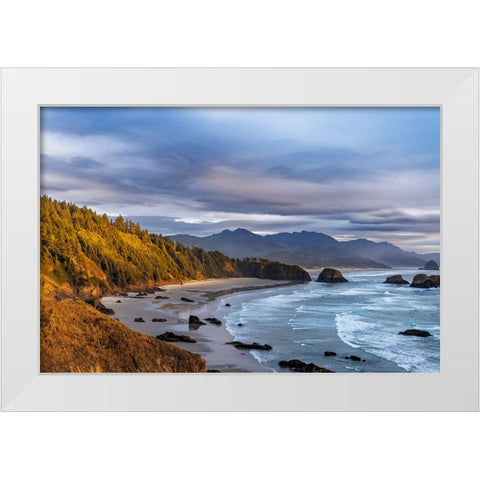 Crescent Beach at Ecola State Park in Cannon Beach-Oregon-USA White Modern Wood Framed Art Print by Haney, Chuck