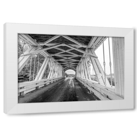 Gilkey Covered Bridge near Scio-Oregon-USA White Modern Wood Framed Art Print by Haney, Chuck