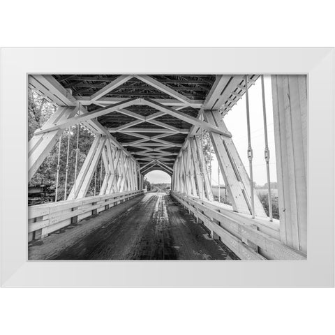 Gilkey Covered Bridge near Scio-Oregon-USA White Modern Wood Framed Art Print by Haney, Chuck