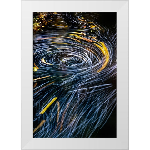 Eddy forms swirling patterns in the Nehalem River in autumn in the Tillamook State Forest-Oregon-USA White Modern Wood Framed Art Print by Haney, Chuck