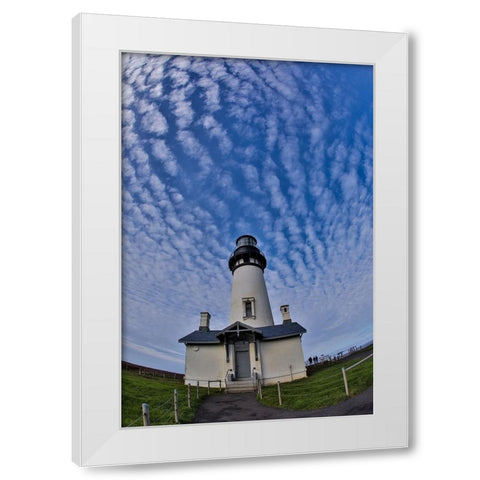 USA- Oregon- Newport. Yaquina Head Lighthouse White Modern Wood Framed Art Print by Gulin, Darrell