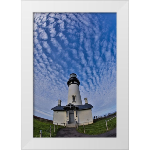 USA- Oregon- Newport. Yaquina Head Lighthouse White Modern Wood Framed Art Print by Gulin, Darrell