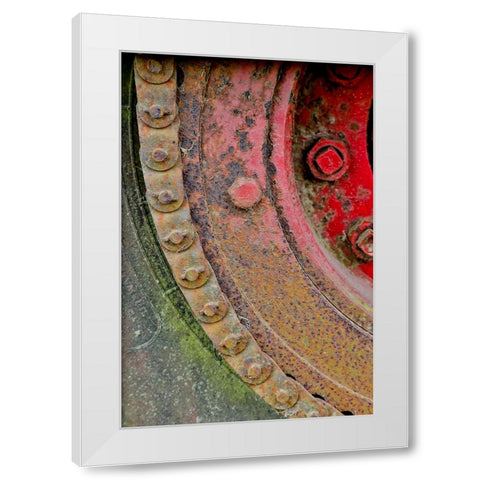 USA- Oregon- Tillamook. Close-up of old and rusted painted truck wheels White Modern Wood Framed Art Print by Gulin, Darrell