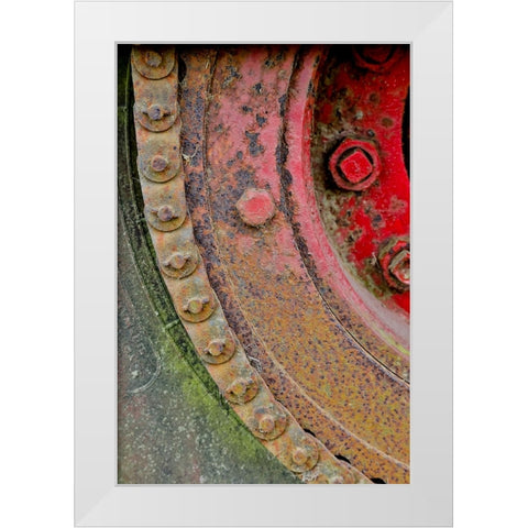 USA- Oregon- Tillamook. Close-up of old and rusted painted truck wheels White Modern Wood Framed Art Print by Gulin, Darrell