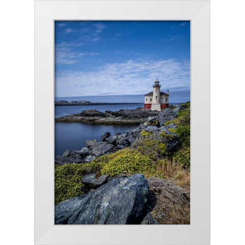 Usa-Oregon-Bandon Coquille River Lighthouse White Modern Wood Framed Art Print by Looney, Hollice