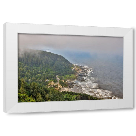 Usa-Oregon-Yachats Cape Perpetua White Modern Wood Framed Art Print by Looney, Hollice