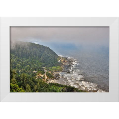 Usa-Oregon-Yachats Cape Perpetua White Modern Wood Framed Art Print by Looney, Hollice