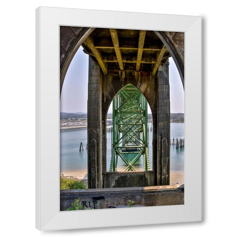 Usa-Oregon-Newport Yaquina Bay Bridge White Modern Wood Framed Art Print by Looney, Hollice
