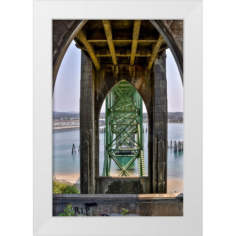 Usa-Oregon-Newport Yaquina Bay Bridge White Modern Wood Framed Art Print by Looney, Hollice