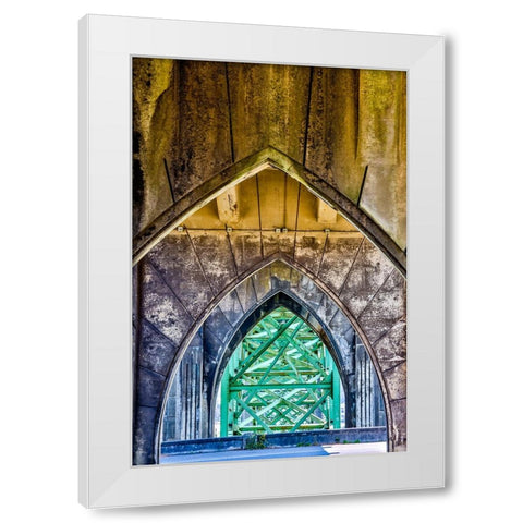 Usa-Oregon-Newport Yaquina Bay Bridge White Modern Wood Framed Art Print by Looney, Hollice