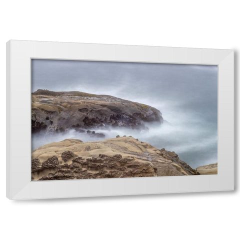 Usa-Oregon-Coos Bay Shore Acres State Park and the Coast White Modern Wood Framed Art Print by Looney, Hollice