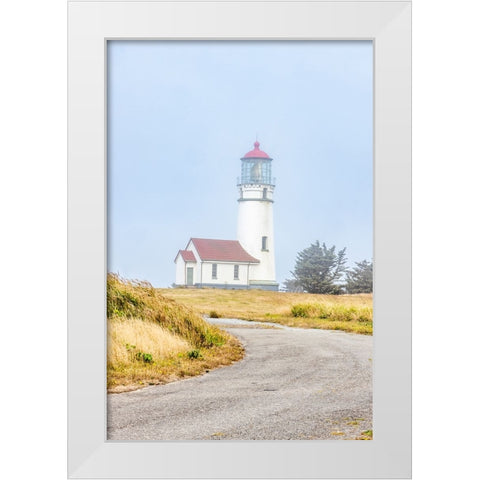 Usa-Oregon-Port Orford Cape Blanco Lighthouse on a Foggy Morning White Modern Wood Framed Art Print by Looney, Hollice