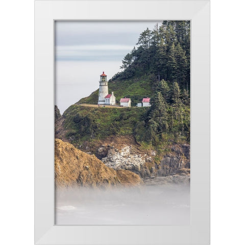 Usa-Oregon-Florence Heceta Head Lighthouse White Modern Wood Framed Art Print by Looney, Hollice