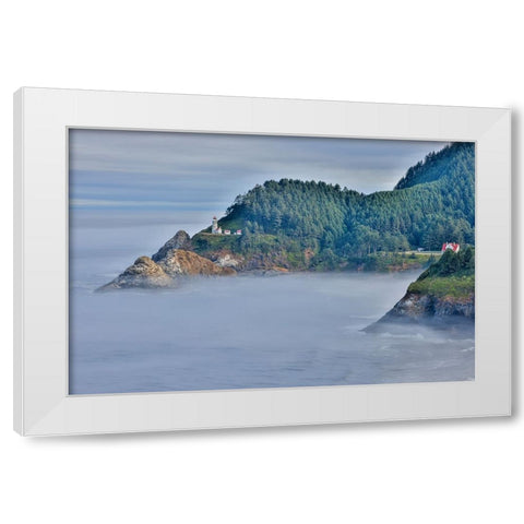 Usa-Oregon-Florence Heceta Head Lighthouse White Modern Wood Framed Art Print by Looney, Hollice