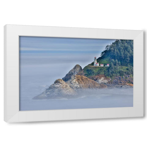Usa-Oregon-Florence Heceta Head Lighthouse White Modern Wood Framed Art Print by Looney, Hollice