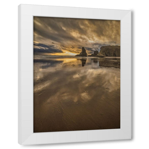 Bandon Beach-Oregon White Modern Wood Framed Art Print by Ford, John