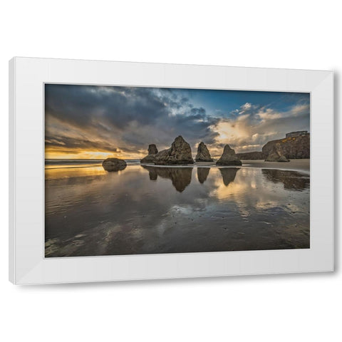Bandon Beach-Oregon White Modern Wood Framed Art Print by Ford, John