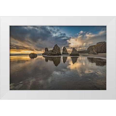Bandon Beach-Oregon White Modern Wood Framed Art Print by Ford, John