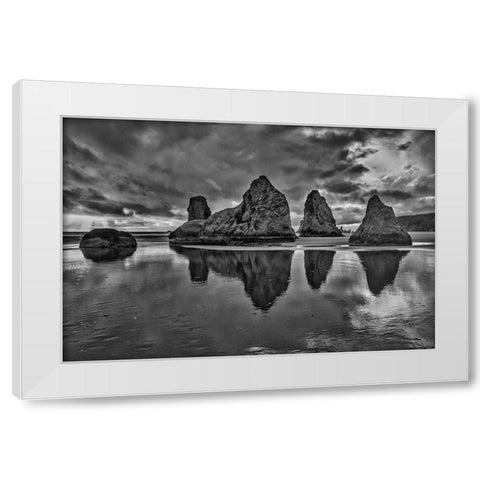 Bandon Beach-Oregon White Modern Wood Framed Art Print by Ford, John