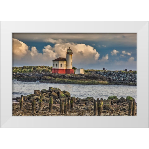 Coquille River Lighthouse-Bandon-Oregon White Modern Wood Framed Art Print by Ford, John