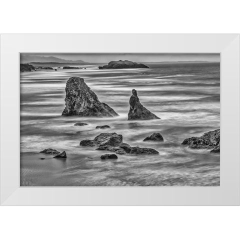 Bandon Beach-Oregon White Modern Wood Framed Art Print by Ford, John