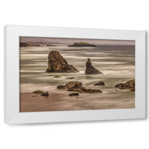 Bandon Beach-Oregon White Modern Wood Framed Art Print by Ford, John