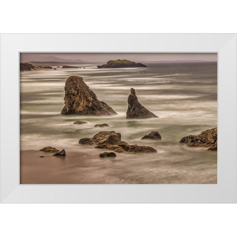 Bandon Beach-Oregon White Modern Wood Framed Art Print by Ford, John