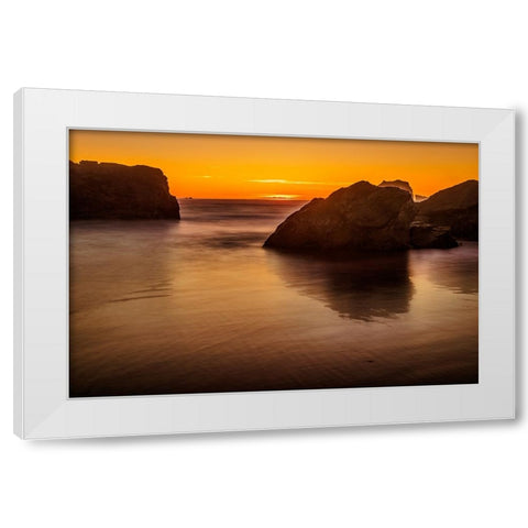 Bandon Beach-Oregon White Modern Wood Framed Art Print by Ford, John