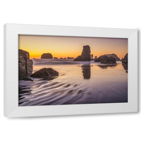 Bandon Beach-Oregon White Modern Wood Framed Art Print by Ford, John