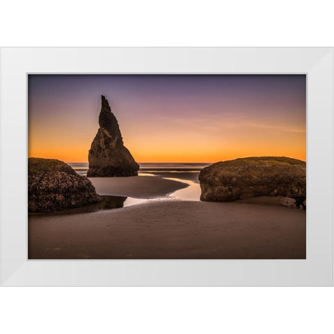 Bandon Beach-Oregon White Modern Wood Framed Art Print by Ford, John