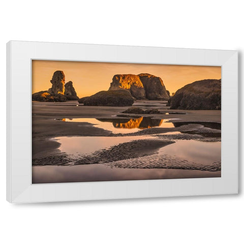 Bandon Beach-Oregon White Modern Wood Framed Art Print by Ford, John