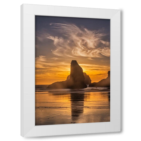 Bandon Beach-Oregon White Modern Wood Framed Art Print by Ford, John