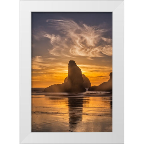 Bandon Beach-Oregon White Modern Wood Framed Art Print by Ford, John