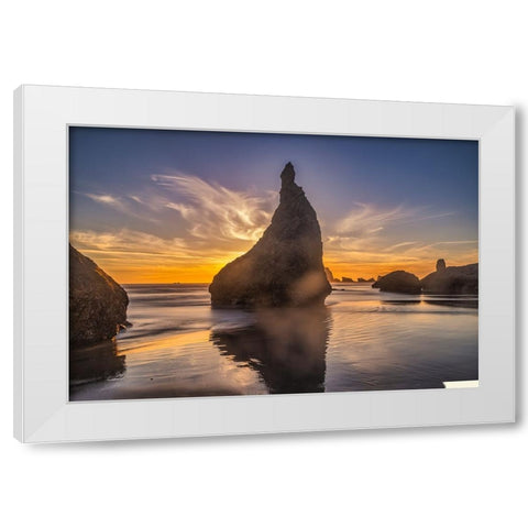 Bandon Beach-Oregon White Modern Wood Framed Art Print by Ford, John