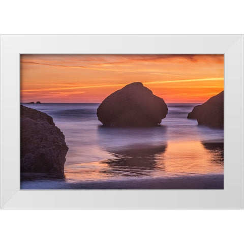 Bandon Beach-Oregon White Modern Wood Framed Art Print by Ford, John
