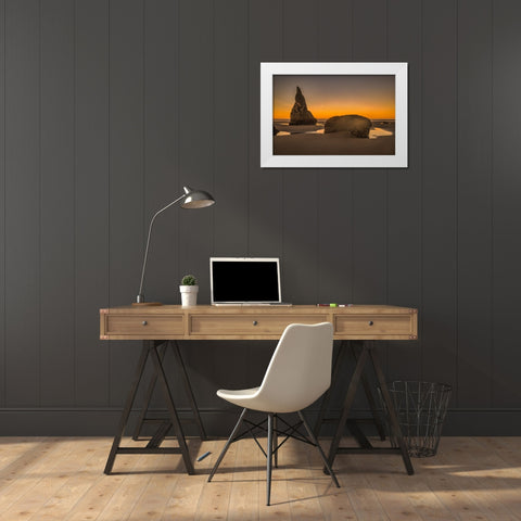 Bandon Beach-Oregon White Modern Wood Framed Art Print by Ford, John