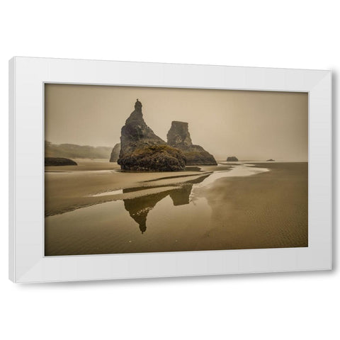 Bandon Beach-Oregon White Modern Wood Framed Art Print by Ford, John