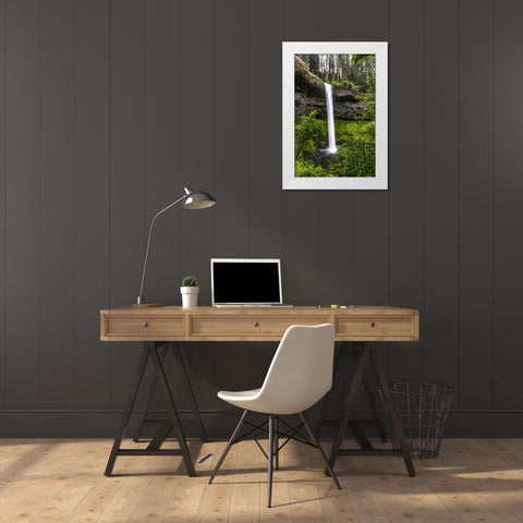 USA-Oregon-Silver Falls State Park-South Falls White Modern Wood Framed Art Print by Restuccia, Joe III