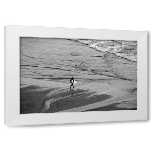 OR-Oregon Coast-Ecola State Park-Indian Beach-Going surfing White Modern Wood Framed Art Print by Wild, Jamie and Judy