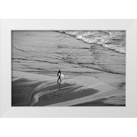 OR-Oregon Coast-Ecola State Park-Indian Beach-Going surfing White Modern Wood Framed Art Print by Wild, Jamie and Judy