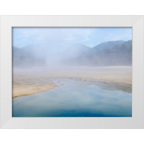 Oregon-Hug Point Foggy beach White Modern Wood Framed Art Print by Wild, Jamie and Judy