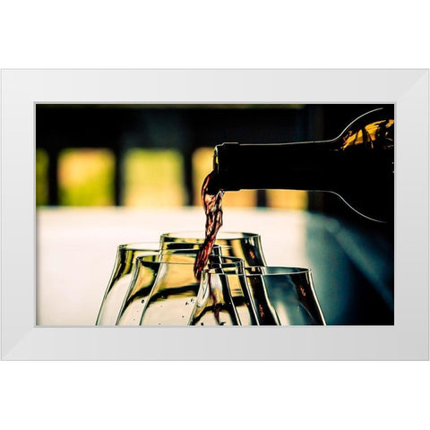 Oregon-Willamette Valley Dramatic pour of pinot noir in an Oregon winery White Modern Wood Framed Art Print by Duval, Richard