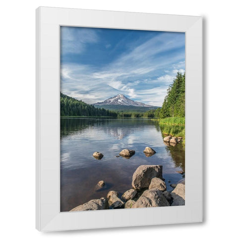 Oregon-Mt Hood National Forest Trillium Lake and Mt Hood White Modern Wood Framed Art Print by Tilley, Rob