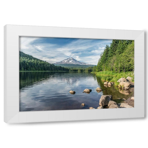 Oregon-Mt Hood National Forest Trillium Lake and Mt Hood White Modern Wood Framed Art Print by Tilley, Rob