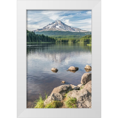 Oregon-Mt Hood National Forest Trillium Lake and Mt Hood White Modern Wood Framed Art Print by Tilley, Rob